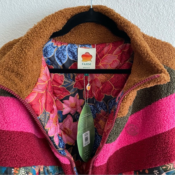 NWT FARM RIO Toucanfly Reversible Floral Print Quilted Puffer Jacket Size L - Picture 9 of 14